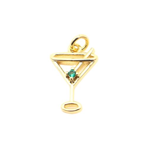 laiton Pendentif, tasse, DIY & pavé de micro zircon & creux, doré Vendu par PC