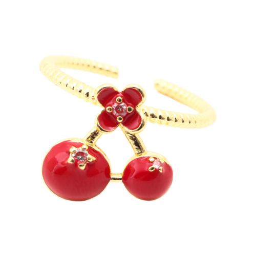 metal Anillo de dedo Cuff, micro arcilla de zirconia cúbica & para mujer & esmalte, dorado, 21x12x12mm, Vendido por UD