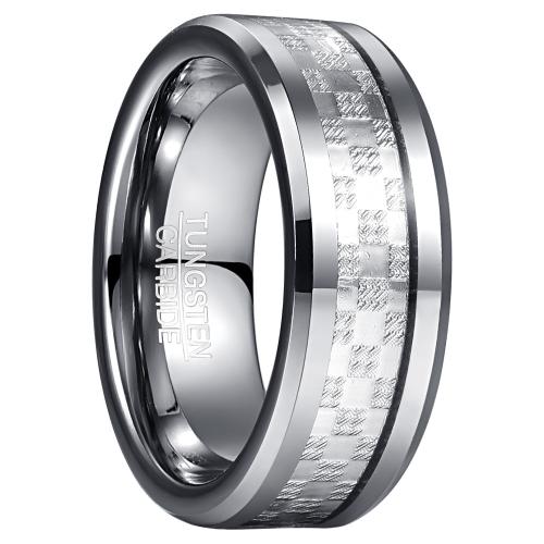 Bague en acier tungsten en vrac, Acier de tungstène, avec Fibre de carbone, Placage, bijoux de mode & unisexe & normes différentes pour le choix, couleur originale, Vendu par PC