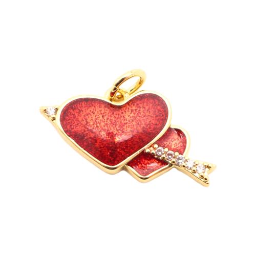 laiton Pendentif, DIY & pavé de micro zircon & émail, doré Vendu par PC