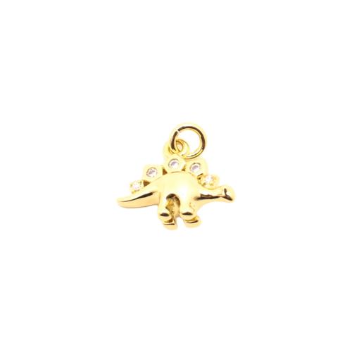 laiton Pendentif, Dinosaure, DIY & pavé de micro zircon, doré Vendu par PC
