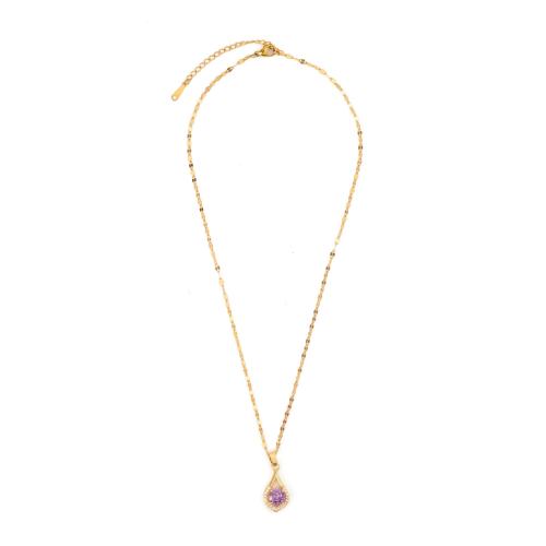 Collier de bijoux de titane, Acier titane, avec zircon cubique, Placage, bijoux de mode & pour femme, plus de couleurs à choisir Environ 41 cm, Vendu par PC