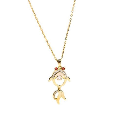 Titanium Steel Jewelry Necklace, with Cubic Zirconia, plated, fashion jewelry & for woman Approx 41 cm [