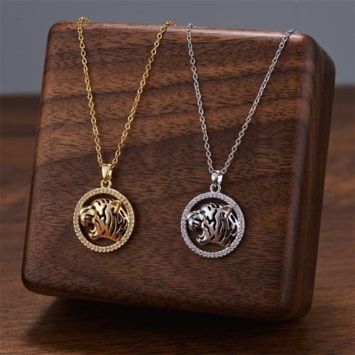 Titanium Steel Jewelry Necklace, with Cubic Zirconia, plated, fashion jewelry & for woman [