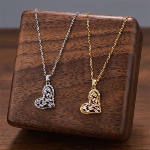 Titanium Steel Jewelry Necklace, with Cubic Zirconia, plated, fashion jewelry & for woman [