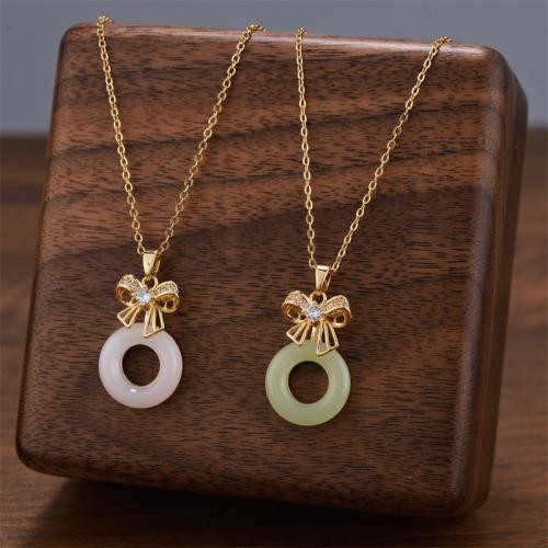 Titanium Steel Jewelry Necklace, with Resin, plated, fashion jewelry & for woman [