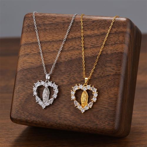 Titanium Steel Jewelry Necklace, with Cubic Zirconia, plated, fashion jewelry & for woman [