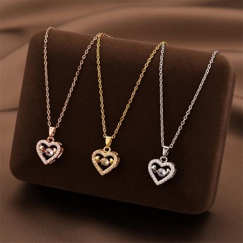 Titanium Steel Jewelry Necklace, with Cubic Zirconia, plated, fashion jewelry & for woman Approx 41 cm [