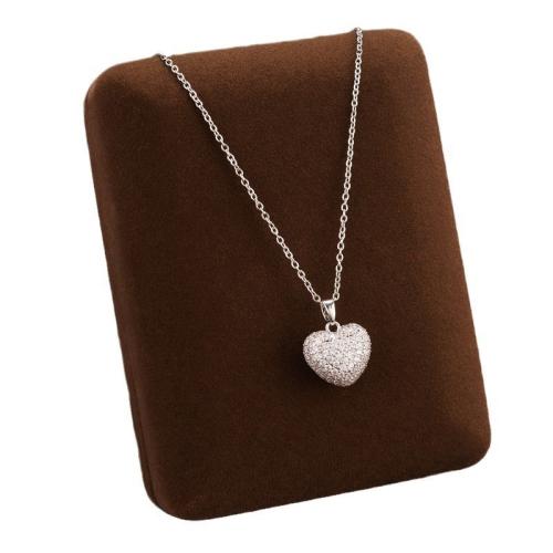 Acier titane collier, avec zircon cubique, Placage, bijoux de mode & pour femme, plus de couleurs à choisir Environ 41 cm, Vendu par PC