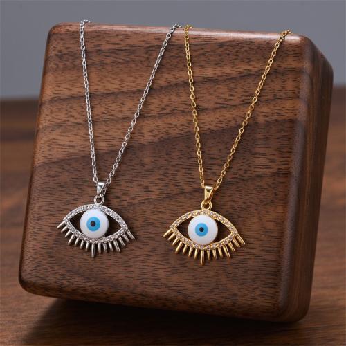 Titanium Steel Necklace, with Cubic Zirconia & Resin, plated, fashion jewelry & for woman 