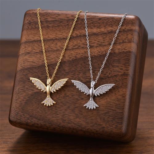 Titanium Steel Necklace, with Cubic Zirconia, plated, fashion jewelry & for woman 