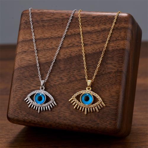 Titanium Steel Necklace, with Cubic Zirconia & Resin, plated, fashion jewelry & for woman 