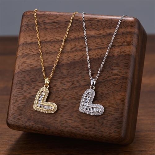 Titanium Steel Necklace, with Cubic Zirconia, plated, fashion jewelry & for woman 