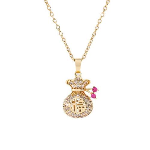 Titanium Steel Necklace, with Cubic Zirconia, plated, fashion jewelry & for woman Approx 41 cm 