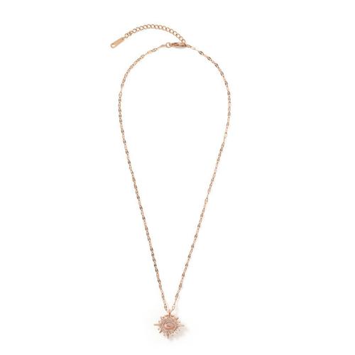 Titanium Steel Necklace, with Cubic Zirconia, plated, fashion jewelry & for woman Approx 41 cm 