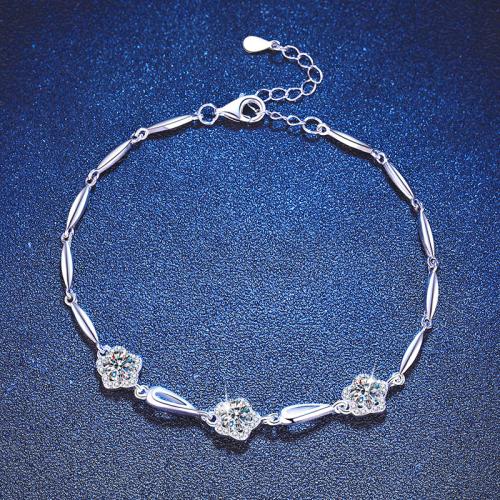 Argent sterling 925 bracelet, avec 1.2inch chaînes de rallonge, Plaqué de platine, bijoux de mode & pour femme Environ 6.3 pouce, Vendu par PC[