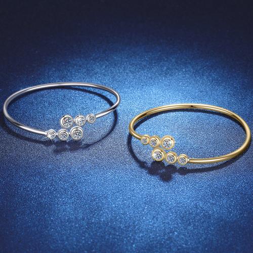 Argent sterling 925 bracelet ordinaire, avec Moissanite, bijoux de mode & pour femme, plus de couleurs à choisir, Diamètre inté Environ 60mm, Vendu par PC[