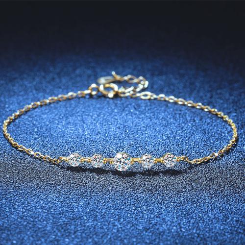 Argent sterling 925 bracelet, avec 1.2inch chaînes de rallonge, Placage de couleur d'or, différents matériaux pour le choix & pour femme Environ 6.3 pouce, Vendu par PC[