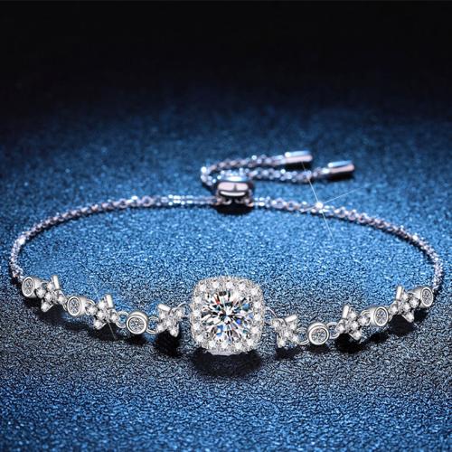 Argent sterling 925 bracelet, avec 1.2inch chaînes de rallonge, Plaqué de platine, différents matériaux pour le choix & pour femme Environ 6.3 pouce, Vendu par PC[