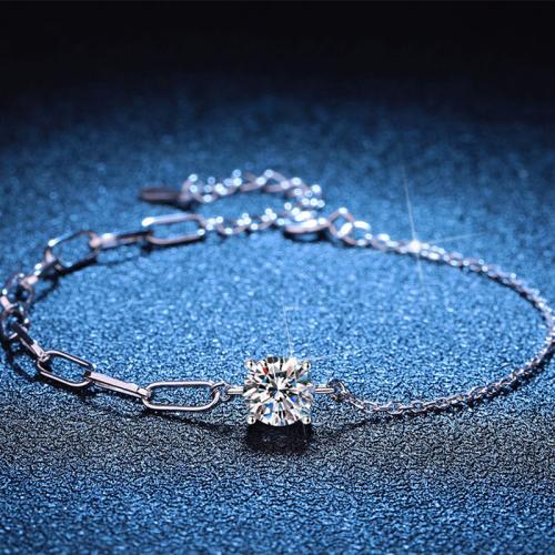 Argent sterling 925 bracelet, avec 1.2inch chaînes de rallonge, Plaqué de platine, différents matériaux pour le choix & pour femme Environ 6.3 pouce, Vendu par PC[