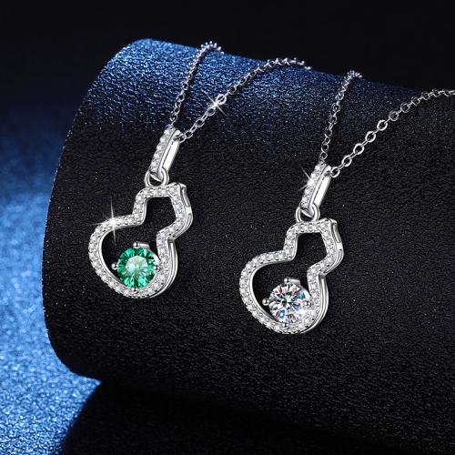 925 Sterling Silver Necklace, with 2inch extender chain, Calabash, platinum plated, cross chain & for woman Approx 15.7 Inch 