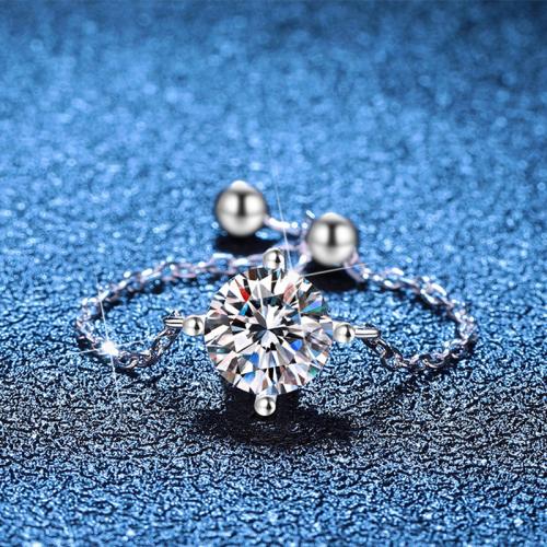 Argent sterling 925 bague, Plaqué de platine, différents matériaux pour le choix & réglable & pour femme Vendu par PC