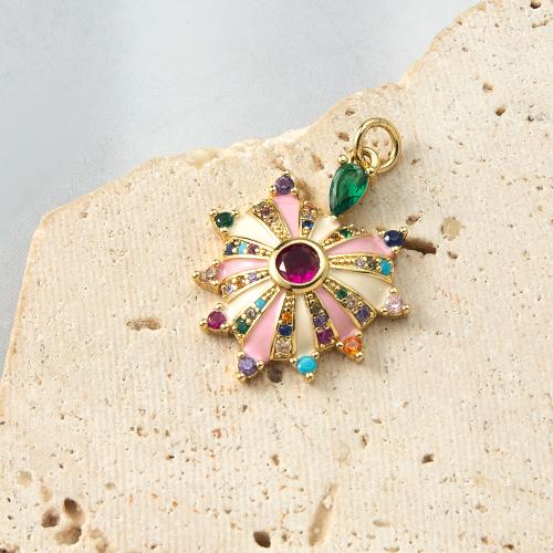 laiton Pendentif, coeur, Placage, bijoux de mode & pavé de micro zircon & émail, plus de couleurs à choisir, protéger l'environnement, sans nickel, plomb et cadmium Vendu par PC