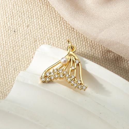 Messing Anhänger, mit Kunststoff Perlen, plattiert, Modeschmuck & mit Strass, keine, frei von Nickel, Blei & Kadmium, 16x3.65x19mm, verkauft von PC