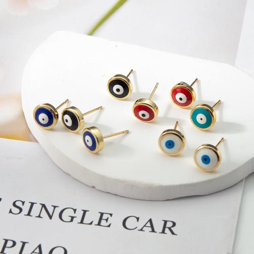 Boucles d'oreilles de mauvais œil, laiton, Placage, bijoux de mode & émail, plus de couleurs à choisir, protéger l'environnement, sans nickel, plomb et cadmium Vendu par paire