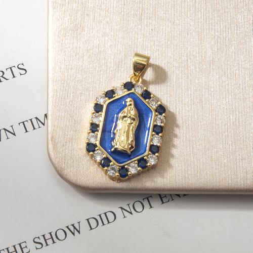 Cubique Pendentif en laiton zircon pavent, Placage, bijoux de mode & pavé de micro zircon & émail, plus de couleurs à choisir, protéger l'environnement, sans nickel, plomb et cadmium Vendu par PC