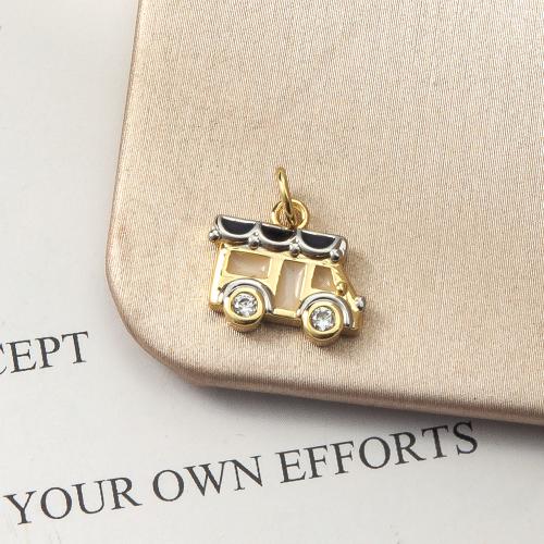 laiton Pendentif, voiture, Placage, bijoux de mode & pavé de micro zircon & émail, plus de couleurs à choisir, protéger l'environnement, sans nickel, plomb et cadmium Vendu par PC