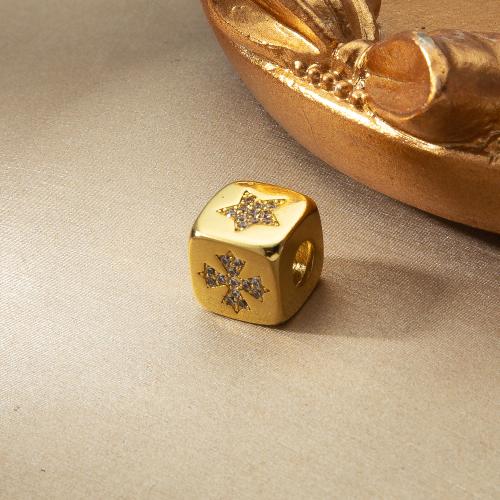 metal Abalorio, chapado, Bricolaje & micro arcilla de zirconia cúbica, más colores para la opción, libre de níquel, plomo & cadmio, 9.1x8.9x8.9mm, Vendido por UD[