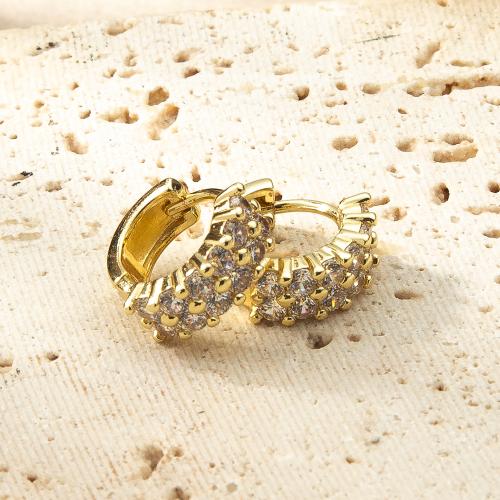Boucles d'oreilles en laiton zircon cubique pavent, Placage, bijoux de mode & pavé de micro zircon, plus de couleurs à choisir, protéger l'environnement, sans nickel, plomb et cadmium Vendu par paire