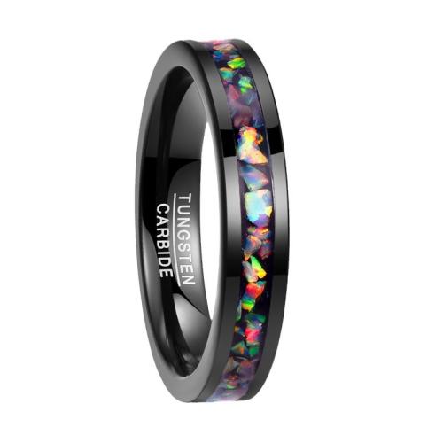 Hombres de acero de tungsteno anillo en granel, con Ópalo, chapado, Joyería & diverso tamaño para la opción & para mujer, Negro, Vendido por UD