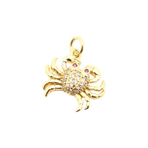 Cubique Pendentif en laiton zircon pavent, crabe, DIY & pavé de micro zircon, doré Vendu par PC
