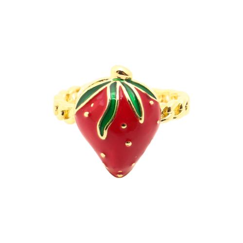 Anillo de dedo de latón, metal, Joyería & para mujer & esmalte, dorado, 21x19x16mm, Vendido por UD