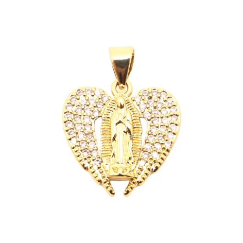 Cubique Pendentif en laiton zircon pavent, coeur, DIY & pavé de micro zircon & creux, doré Vendu par PC