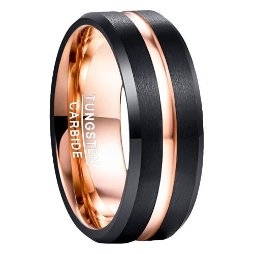 Bague en acier tungsten en vrac, Acier de tungstène, Placage, normes différentes pour le choix & pour homme & deux tons & givré, Vendu par PC