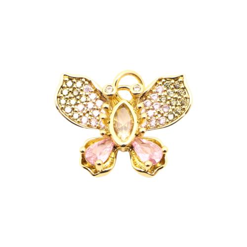 Cubique Pendentif en laiton zircon pavent, papillon, DIY & pavé de micro zircon, doré Vendu par PC