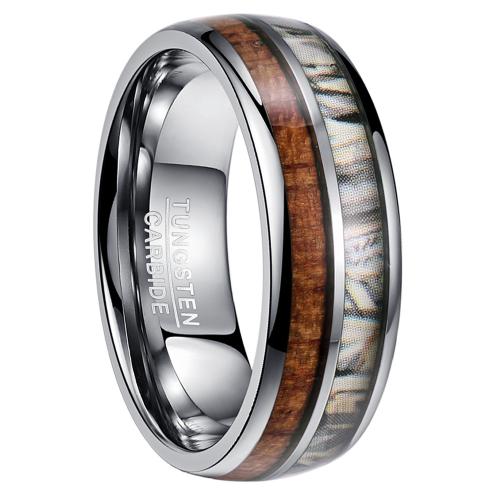 Bague en acier tungsten en vrac, Acier de tungstène, avec bois & Acrylique, Placage, bijoux de mode & normes différentes pour le choix & pour homme, couleur originale, Vendu par PC