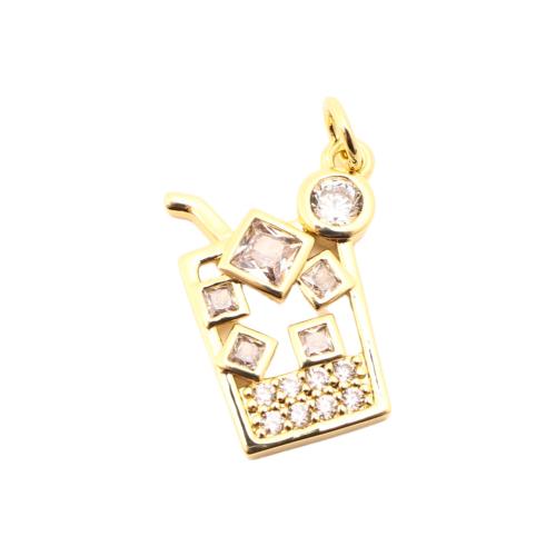 Cubique Pendentif en laiton zircon pavent, DIY & pavé de micro zircon & creux, doré Vendu par PC