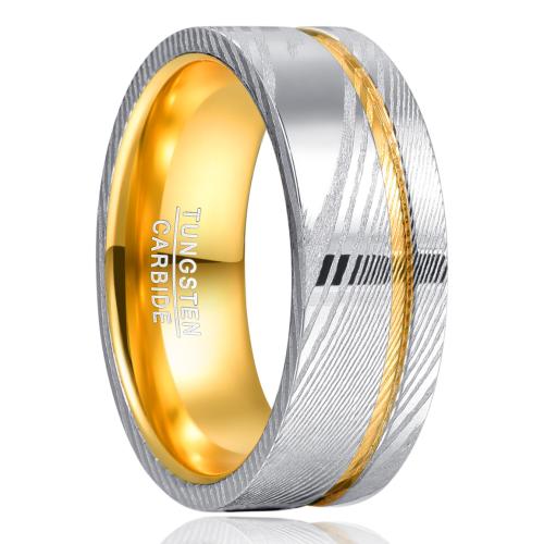 Bague en acier tungsten en vrac, Acier de tungstène, Placage, normes différentes pour le choix & pour homme & deux tons mm, Vendu par PC