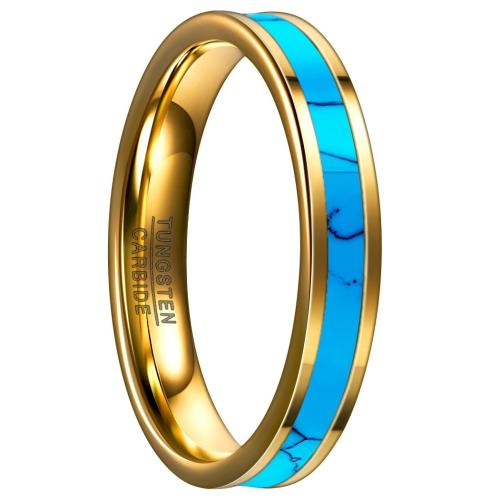 Bague en acier tungsten en vrac, Acier de tungstène, avec turquoise, Placage, bijoux de mode & unisexe & normes différentes pour le choix, doré, Vendu par PC