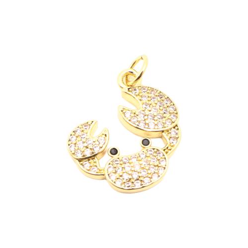 Cubique Pendentif en laiton zircon pavent, crabe, DIY & pavé de micro zircon, doré Vendu par PC