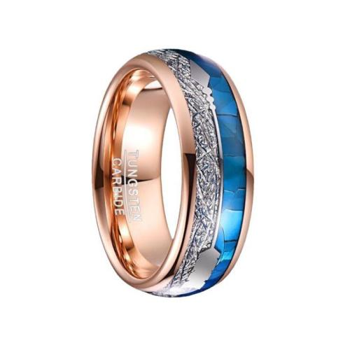 Bague en acier tungsten en vrac, Acier de tungstène, avec coquille, Plaqué de couleur d'or rose, bijoux de mode & normes différentes pour le choix & pour homme mm, Vendu par PC