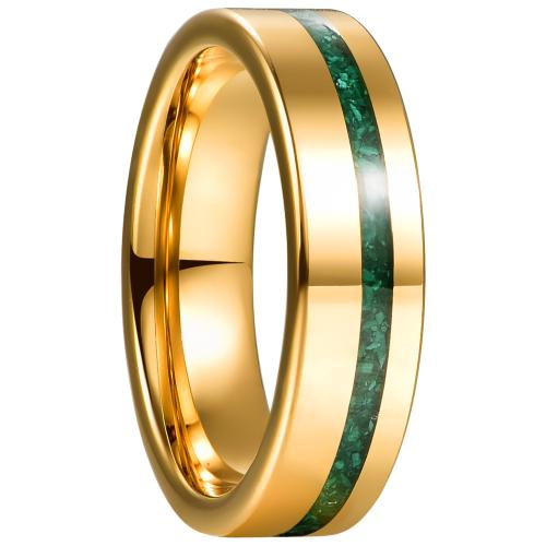Bague en acier tungsten en vrac, Acier de tungstène, avec Malachite, Placage, bijoux de mode & normes différentes pour le choix & pour homme, doré mm, Vendu par PC
