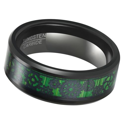 Bague en acier tungsten en vrac, Acier de tungstène, avec Fibre de carbone, Placage, bijoux de mode & normes différentes pour le choix & pour homme, noire mm, Vendu par PC