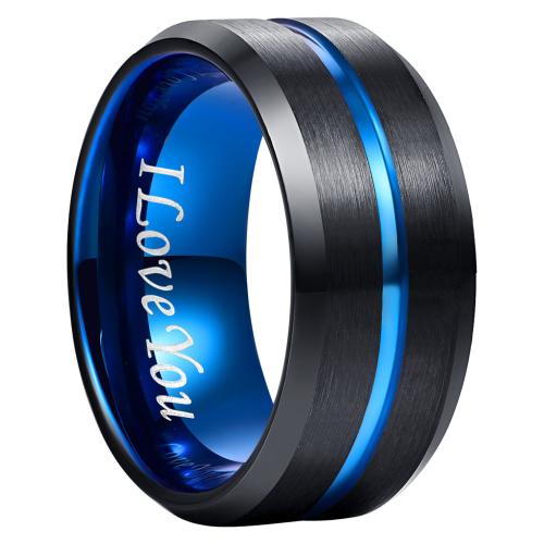 Bague en acier tungsten en vrac, Acier de tungstène, Placage, normes différentes pour le choix & pour homme & deux tons, Vendu par PC