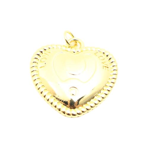 Pendentifs de coeur en laiton, DIY, doré Vendu par PC[
