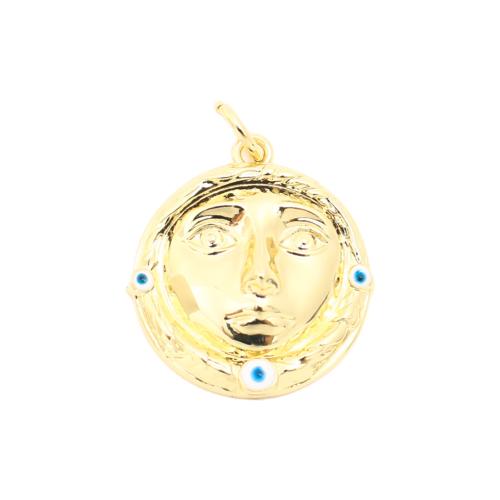 Mode Evil Eye Pendentif, laiton, Rond, DIY & émail, doré Vendu par PC